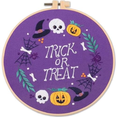 Full Range Embroidery Starter Kit, Halloween Embroidery Kits for Beginners, Embroidery Decoration, English Instructions (E)
