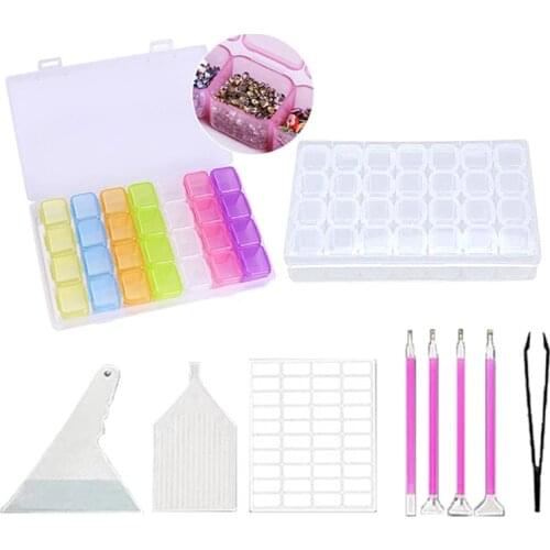 Diamond Painting Tools Set 28 Cells Plastic Storage Box and 40-in-one Tool Kits Accessories for Diamond Painting Embroidery