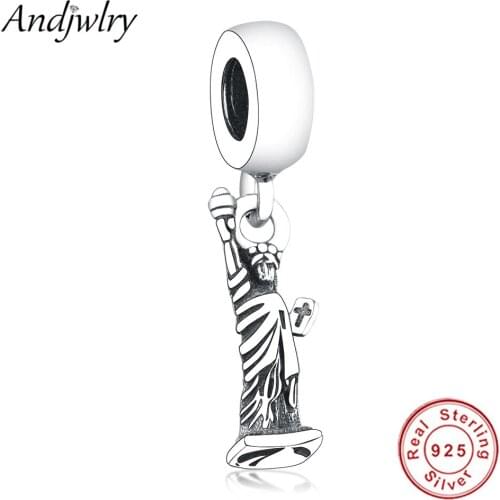 2019 New Statue of Liberty Beads Fit Original Charm Bracelets 925 Sterling Silver Beads Making DIY Jewelry Berloque Gift