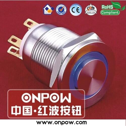 ONPOW 19mm metal momentary ring illuminated pushbutton switch anti-vandal LAS1GQPH-11E/B/12V/S
