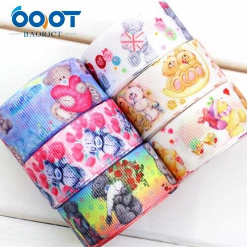 OOOT BAORJCT 174032,22mm Cute bear Printed grosgrain ribbon,DIY handmade,Wedding decoration materials, Valentines Day