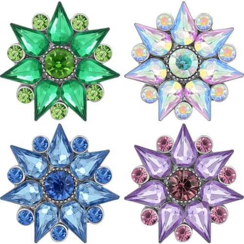 New Beauty Rhinestone sharp style Crystal 18mm snap buttons fit 18mm snap necklace jewelry wholesale KZ3410 Women Gift