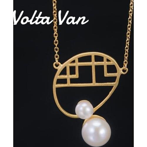 Volta Van 925 Sterling Silver Pendant Necklaces Freshwater Pearls Fine Jewelry Elegant 2021 New Hollow Concise Design Necklaces