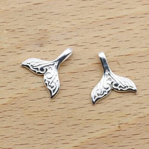 1/piece 925 Sliver Retro Fish tail Charms Pendant crimp end beadsBracelet Jewelry DIY Making Accessories Handmade