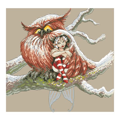 Lovely kit 19-20 Cross stitch Handmade 14CT Counted Canvas DIY,Cross-stitch kits,Embroidery -Owl and Fairy 37-36