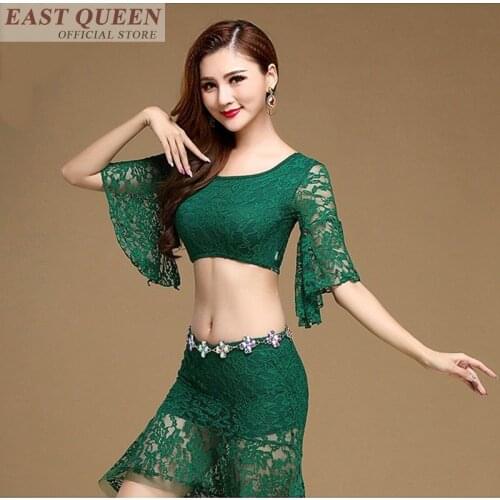 Stage dance wear sexy dres women ballroom dance competition dress lace hollowed belly clothes belly dance costume set FF079 A
