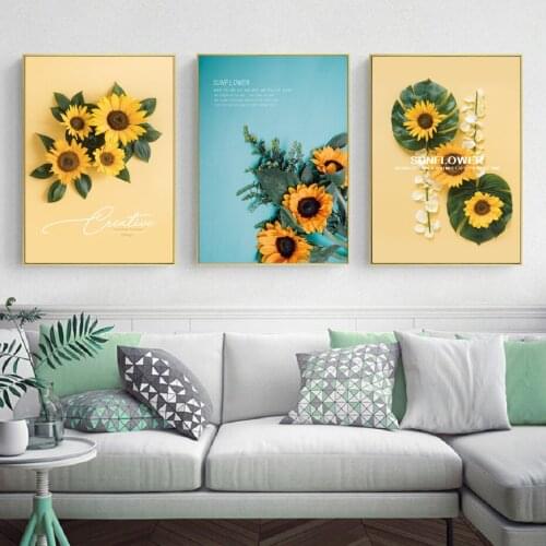 Nordic Small Fresh Summer Sun Beautiful Sunflower Art Canvas Painting Poster Wall Art Gift Bedroom Living Room Home Decoration