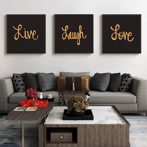 Modern Wall Art Posters and Prints Love Live Laugh Canvas Painting Inspiration Words Pictures for Living Room Decor No Frame