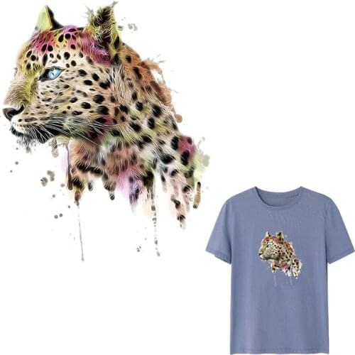 Iron-on Transfers Leopard Cute Patches for Clothing Textile Vinyl Thermo Stickers Applique Diy Thermotransfer Stripes on Clothes