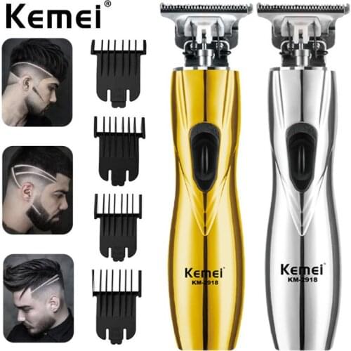 Kemei New Professional Cordless Hair Trimmer Hollow Design Carbon Steel Blade Hair Clipper Edge Cutting Hair Trimming Machine