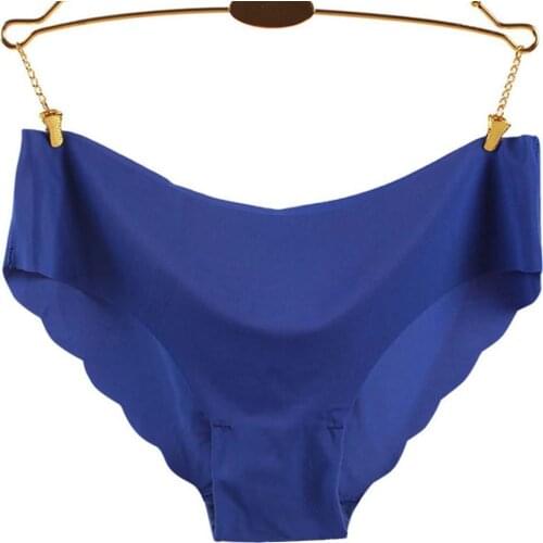 Womens Panties Briefs Ice Silk Solid Color Low Waist Ultra-Thin Seamless Sexy Underwear Female Panty Underpants 10 Colors