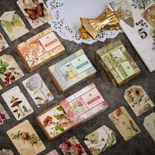 Journamm 50pcs/lot Vintage Kraft Paper Memo Card for Junk Journal School Supplies Creative Stationery Bookmarks Sticky Note Card