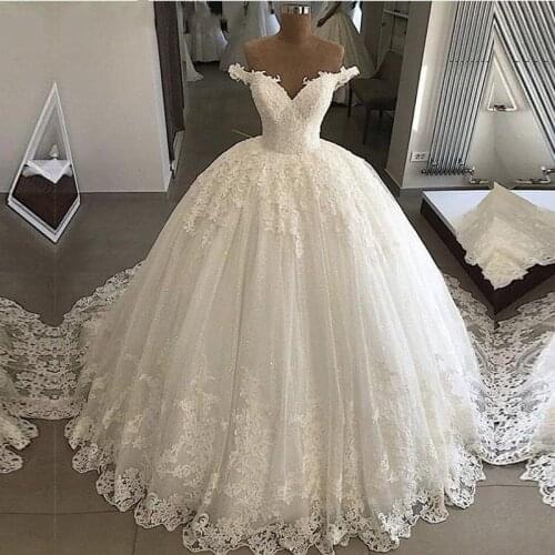 Vintage 2021 Dresses for Bridal Gowns Ball Gown Lace Applique Wedding Dress Plus Size Custom Made Bride 2021