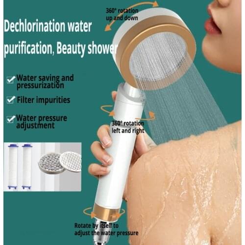 High Quality Pressure 360 Rotated Rainfall Shower Head One-Key Adjustable Water Saving Nozzle Filter Dual Filter Shower Head
