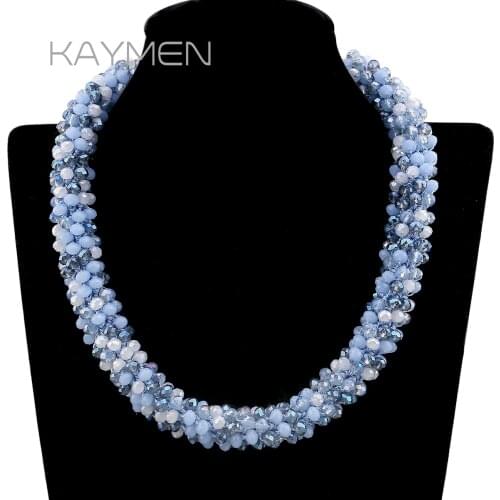 Kaymen Bohemia Handmade Strands Crystal Choker Necklace for Women Fashion Party Jewelry Bib Statement Necklace Bijoux NK-01654