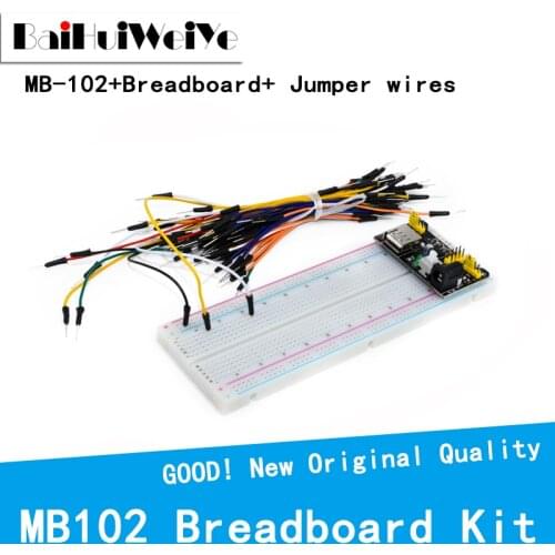 1SET MB102 Breadboard power module MB-102 830 Point Solderless Jumper wires PCB Bread Board Test Develop DIY KIT Good Quality