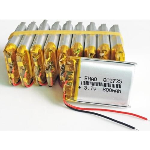 Lot 10 pcs 3.7V 800mAh Lipo Lithium Polymer Rechargeable Battery For Camera DVD E-book bluetooth headset Speaker recorder 802735