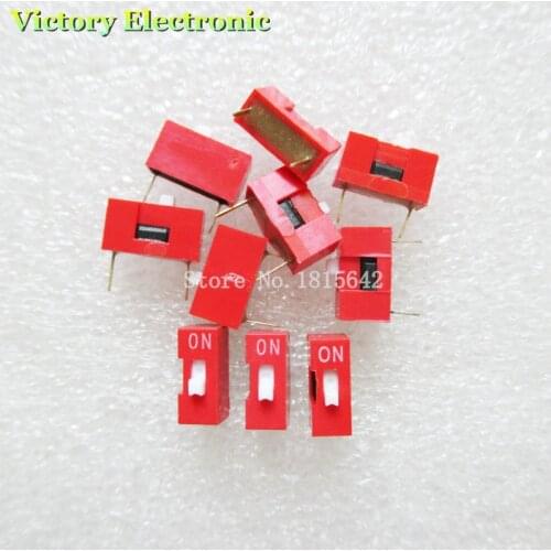 10PCS/LOT Slide Type Switch Module 1-Bit 2.54mm 1 Position Way DIP Red Pitch NEW