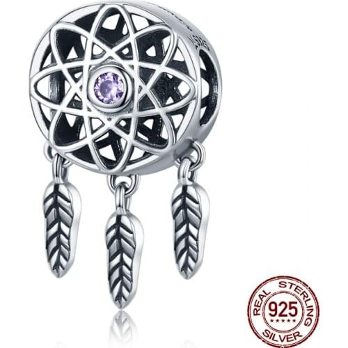 2 color 925 Sterling Silver Dreamcatcher Pendant fit 3MM Bracelet Charm Beads Women Jewelry DIY Making Original Hot Sale