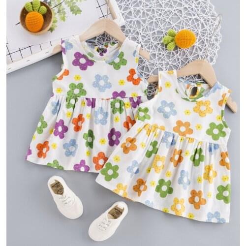 2020 summer Fashion girl baby clothing infant dress Causal print flower jumpsuit dress cotton summer baby dresses 0-4 years