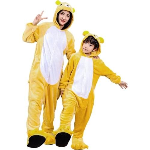 27kids Casual Bear Pajama Women Male Winter Homewear Girl Onesie Animal Cosplay Costume Party Jumpsuit Parent-child Outfit