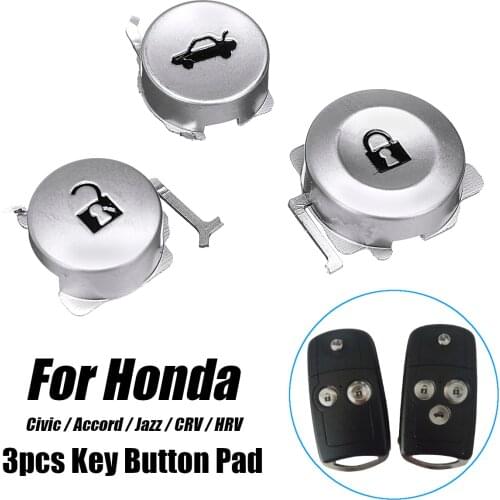 3Pcs/Set 2 3 Buttons Car Remote Key Cover Cap Pad FOB Shell Case Button Replacement Kit For Honda Accord Jazz CRV Civic HRV
