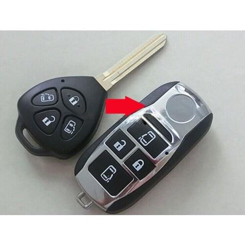 4 Buttons Modified Folding Flip Remote Key Shell Case For Toyota Camry Avalon Corolla RAV4 Venza Yaris Fob Key Cover 5PCS/lot