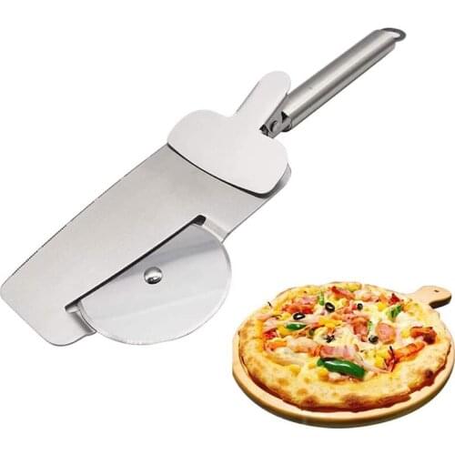 4In1 Pizza Cutter Stainless Steel Pizza Knife Cake Bread Pastry Pies Cookies Pasta Dough Wheel Chopper Kitchen Baking Tools