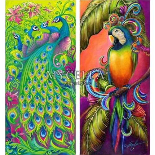 5D Diy Diamond Painting Lovers Peacocks Full Round Diamond Embroidery Animals Mosaic Crystals Home Decoration Parrot Needlework