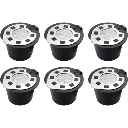 6 Pcs Reusable Refillable Refill Coffee Capsule Pod Filter Baskets Compatible with Nespresso Machines Brewer Maker