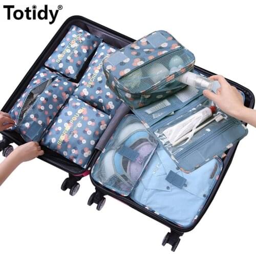 8Piece Travel Bags Clothes Shoe Underwear Travel Organizer Luggage Packing Cube Bra Cosmetic Finishing Pouch Storage Accessories