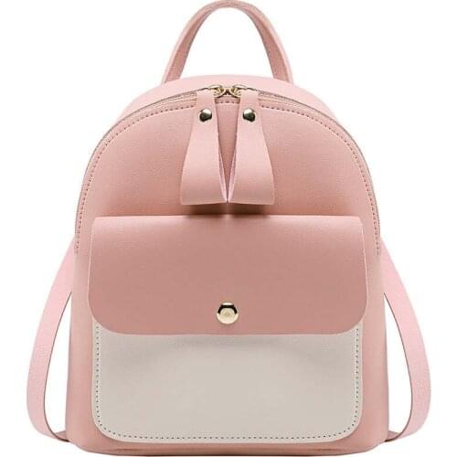 8PCS / LOT Girls Backpack Women Small Shoulder Hand bags Female Back pack Simple Multi-Function PU Mini Bag for Little Girls