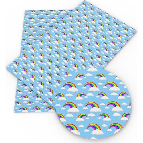 David accessories 20*33cm Rainbow Printed Faux Synthetic Leather Fabric DIY Bow Bag Phone Cover Material Home Decoration,1Yc7977