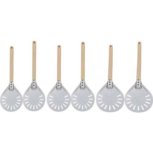 Aluminum Turning Pizza Peel Paddle 7/8/9 inch with Wooden Handle Outdoor Pizza Oven Accessories