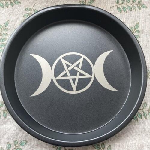 Astrology Moon Star Phase Candlestick Table Altar Plate Steel Candle Holder Decorative Storage Tray Divination Wicca