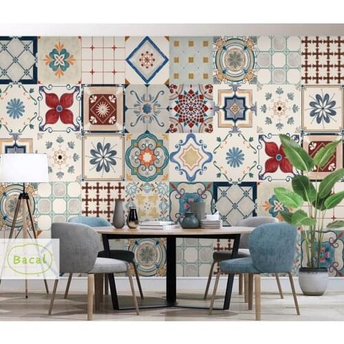 Bacal Custom 3D Photo Wallpaper Mural European style Retro Pop Flower Wall Mural Living Room Home Decor Painting 5D Wall Paper
