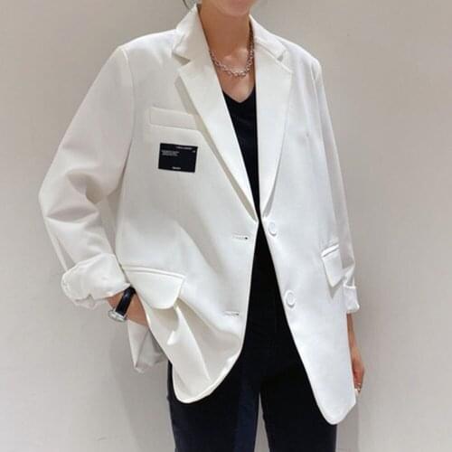 Brand Purple Simple Double-breasted Casual Blazers Jacket Women Oversized Long Jacket Dress Autumn Outerwear Ladies Blazer Coat