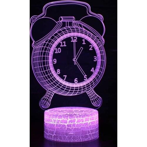 Alarm clock theme 3D Lamp LED night light 7 Color Change Touch Mood Lamp Christmas present Dropshippping