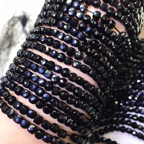 AAAA LOOSE BEADS black AGATE square faceted 4*5mm wholesale for DIY jewelry necklace 36cm