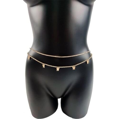 Fashion Butterfly Waist Chains Body Jewelry Belly Chain Punk Sexy Bikinis Goth for Women Beach Accessories Summer Luxury Gift