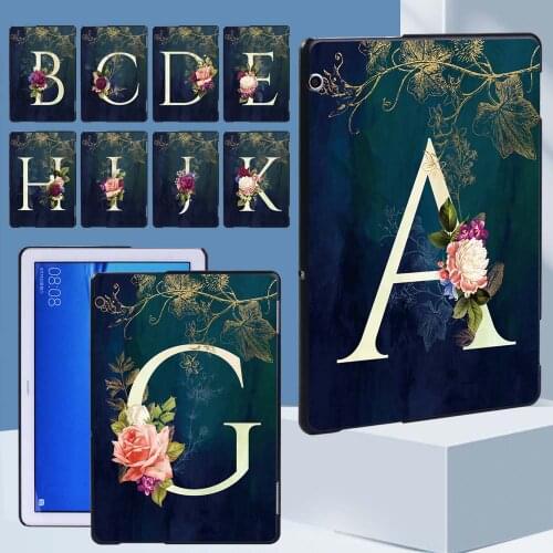 Tablet Case for Huawei MediaPad T5 10 10.1" 26 Letter Pattern Slim Hard Shell Plastic Protective Case + Free Stylus