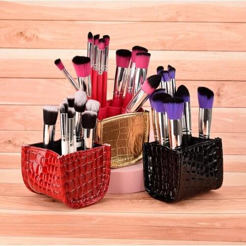 Whole Sale Makeup Brushes Holder Fashion Protable Organizer Case Brush PU Leather Pen Storage Cosmetic Bag Make Up Tools
