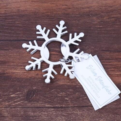 Winter Wedding Favors Party Anniversary Table Decor Silver Snowflake Beer Bottle Openers LX8580