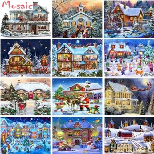 DIY Diamond Painting christmas winter house landscape Diamond Mosaic Picture Of Rhinestones Diamond Embroidery Cross Stitch Home