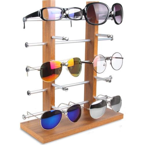 Double Row Wood Sunglass Display Shelf Show Case Racks Eye Glasses Sunglasses Show Stand