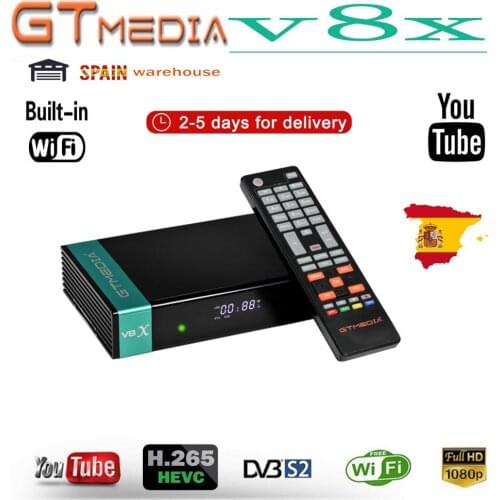 GTMEDIA V8X DVB-S/S2/S2X FTA Digital Signal Receiver Set-Top Box Built-in WiFi HD H.265 Nova Upgrade Full 1080P Remote Control