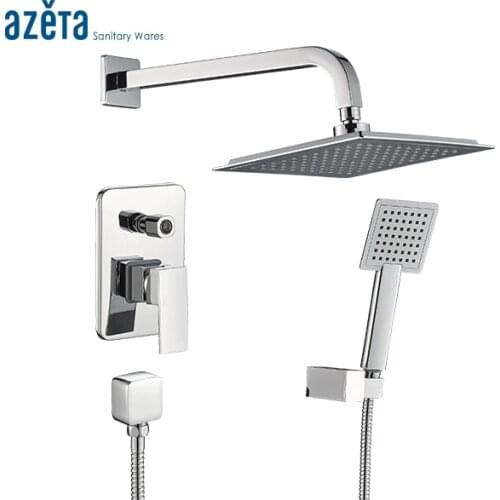 Bathroom Chrome Plated Brass Square Concealed Faucet Shower Set With 9inch Shower Head and Plastic Hand Shower MK-B129B