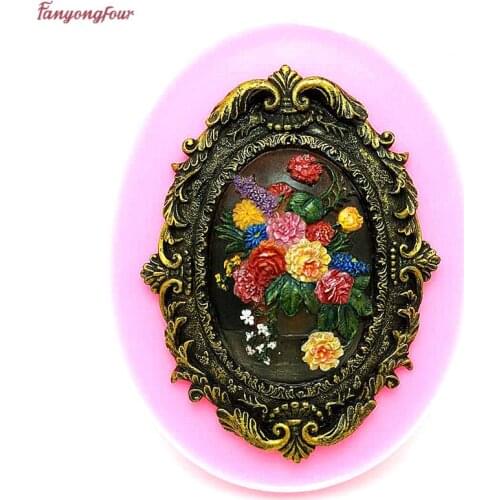 Painting floral frame mold silicone mold fudge cake decorating tools chocolate mold