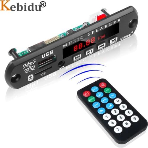 KEBIDU Wireless Bluetooth 5V 12V Decoder Board Audio Module With USB SD(TF) AUX FM Radio MP3 WMA remote For Car DIY