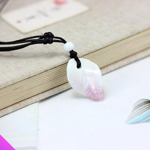 Beautiful leaf ice crack pendant ceramic necklace ladies girl fashion trendy wax rope sweater chain 2021 new 3 styles